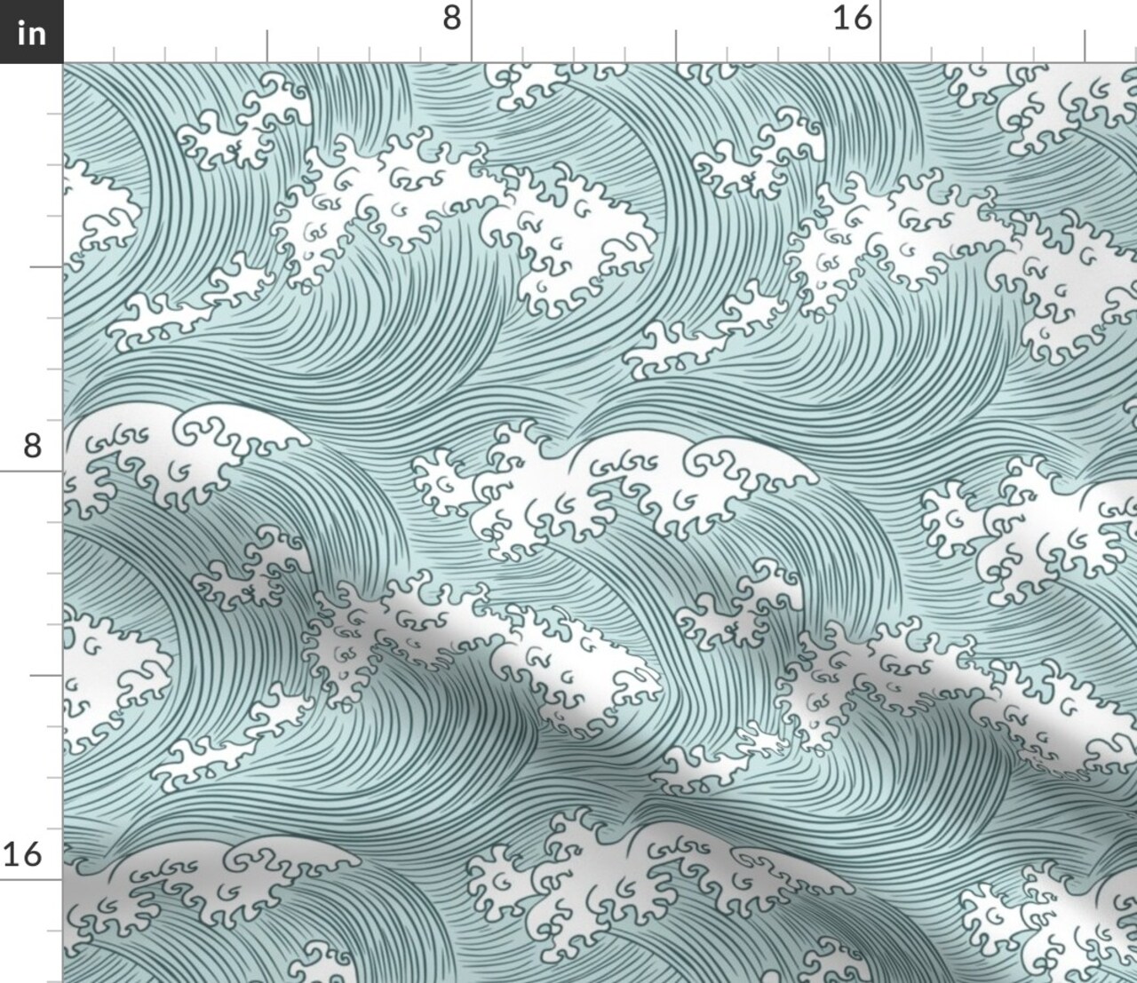 Rolling Waves Vintage Asian Chinese Japan Japanese Water Line Summer Doodle Home Decor Sea Ocean Wave Custom Printed Fabric by Spoonflower Various Fabrics by the Yard or Fat Quarter